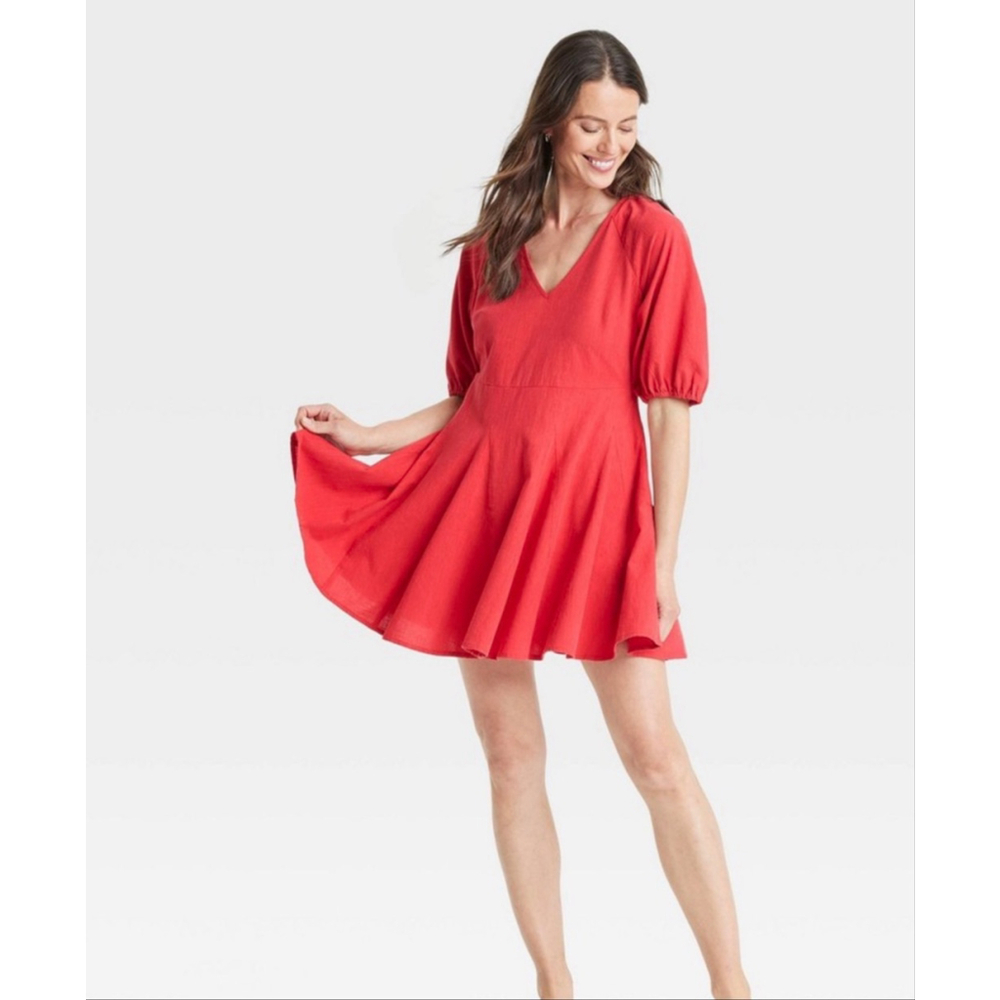 ❤️ Women’s Bell Elbow Sleeve Mini A-Line Dress – Universal Thread
Red | XS | NWT